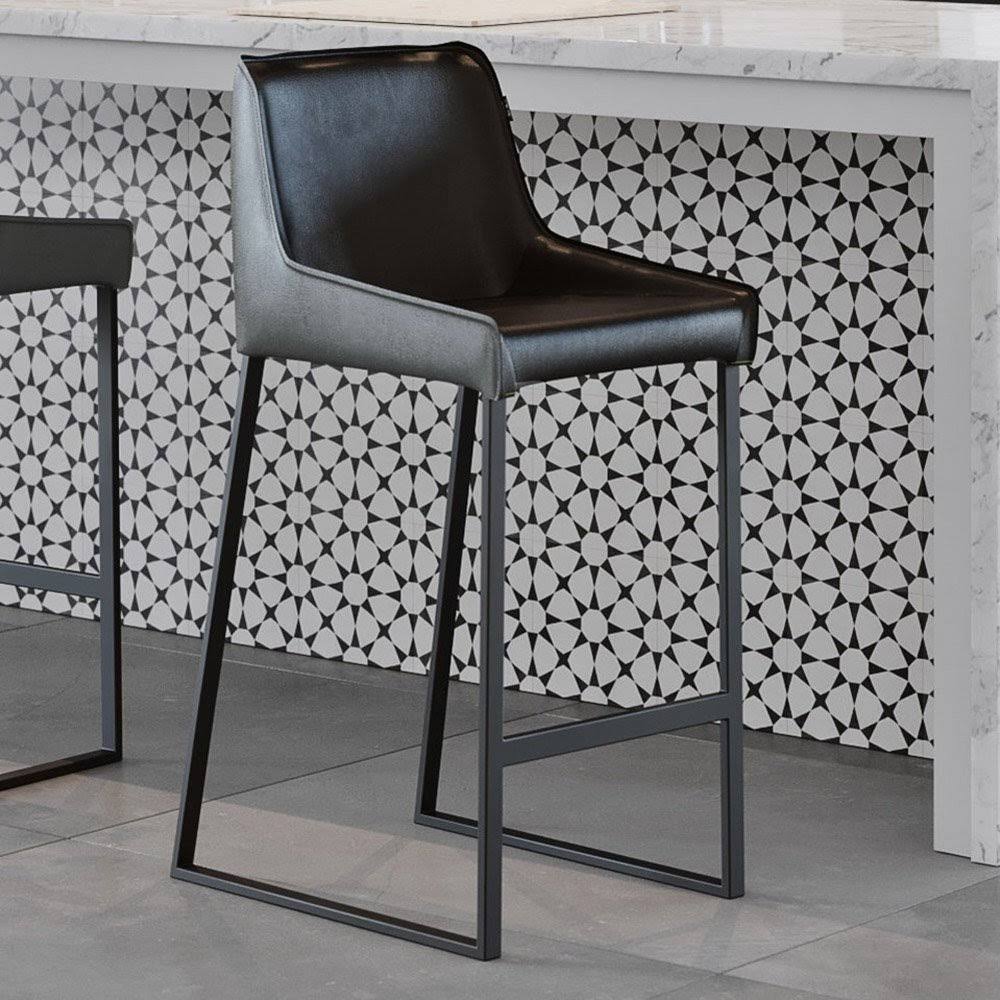 Black and Dark Gray Leatherette Counter Stool K90788