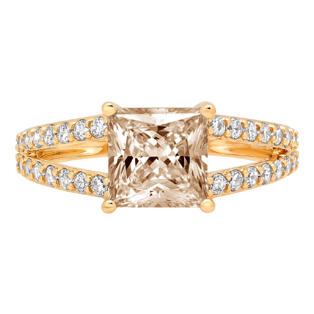 18k Yellow Gold Champagne Simulated Diamond Ring Size 3.75 T554562