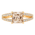 18k Yellow Gold Champagne Simulated Diamond Ring Size 3.75 T554562
