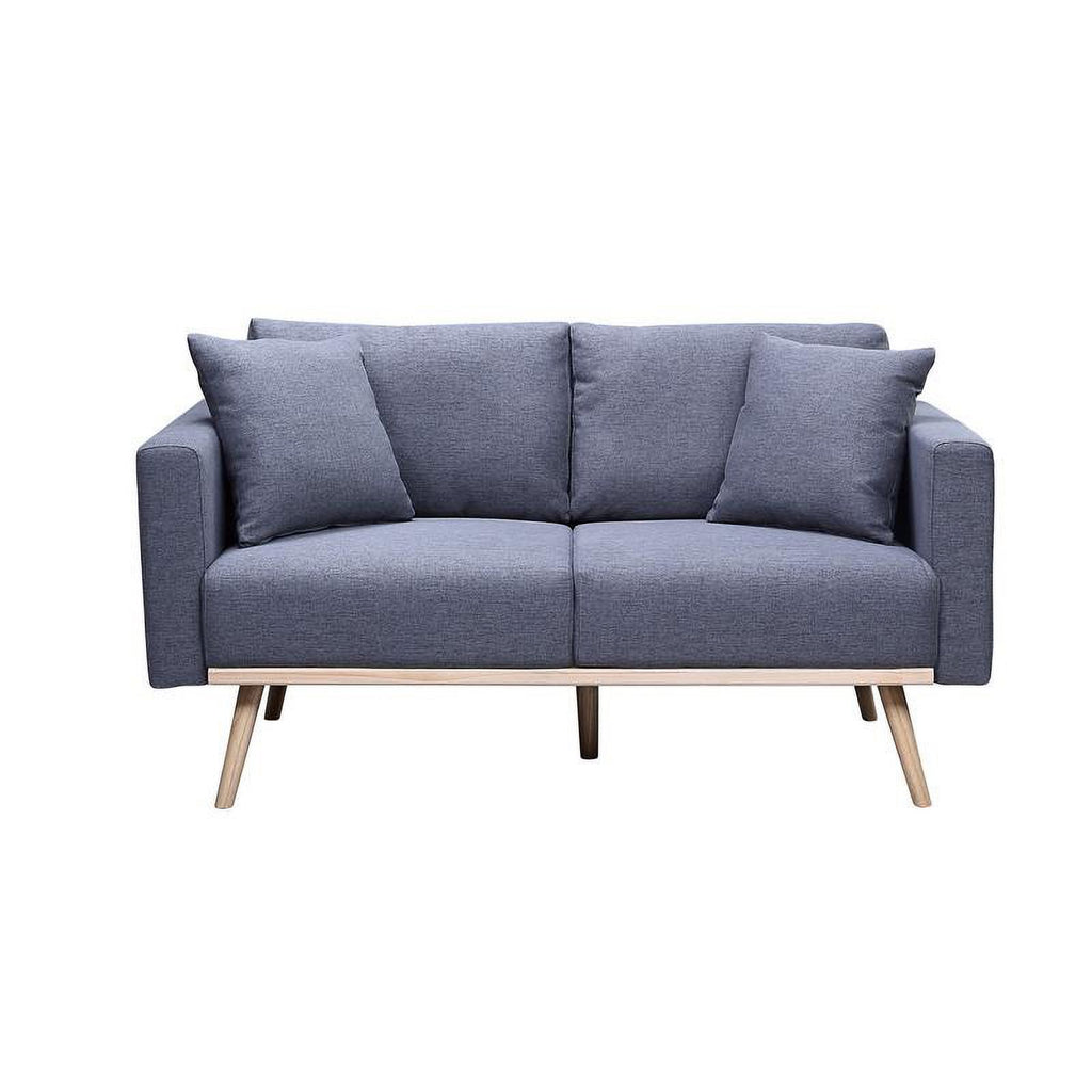 Dark Gray Linen Fabric Sofa Loveseat Set with USB Ports X934504