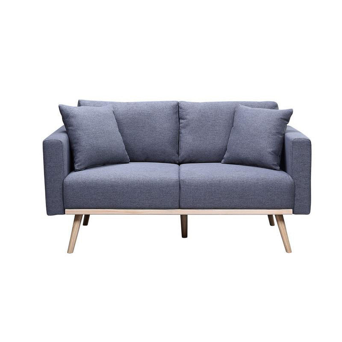 Dark Gray Linen Fabric Sofa Loveseat Set with USB Ports X934504