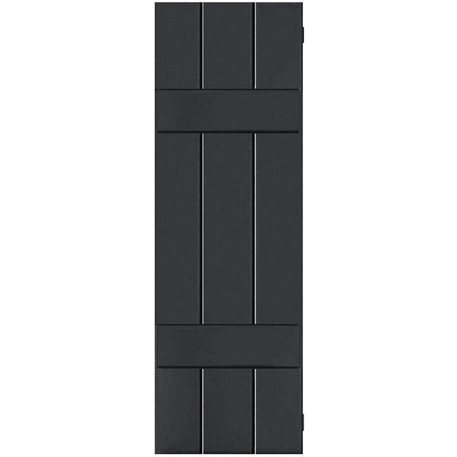 2-Pack 12-in W x 28-in H Black Wood Exterior Shutters R4294