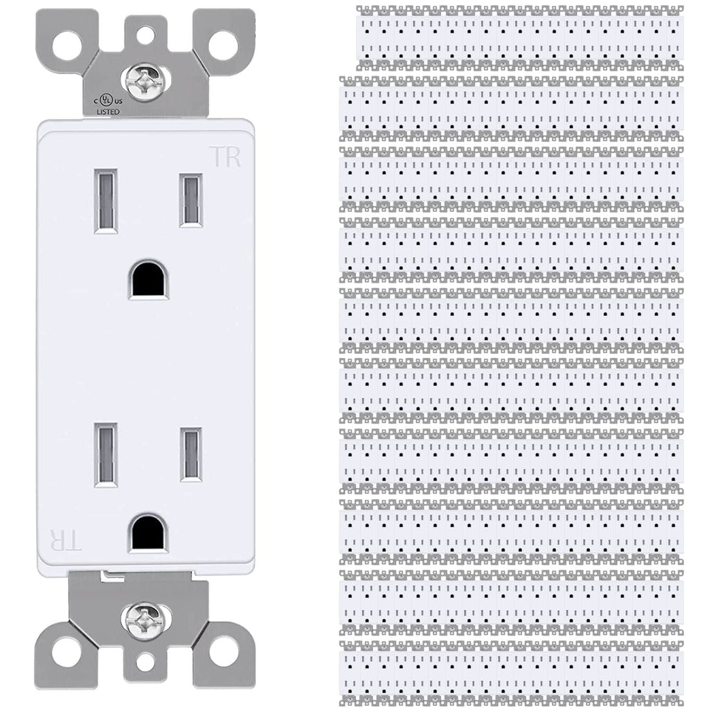 Pack of 100 White Tamper-Resistant Electrical Outlets, 15A / 125VAC / 2500W B660