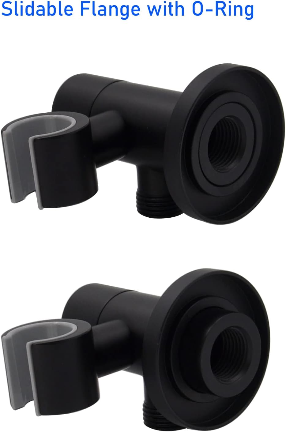 Solid Brass Matte Black Wall Supply Elbow with Hand Shower Holder I24913