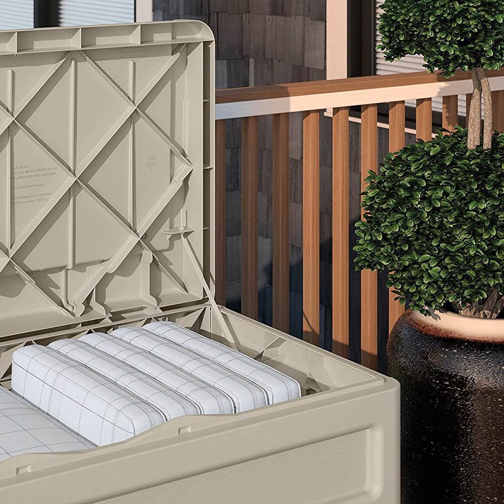 73-Gallon Resin Outdoor Storage Deck Box with Seat (2 Pack) P9413