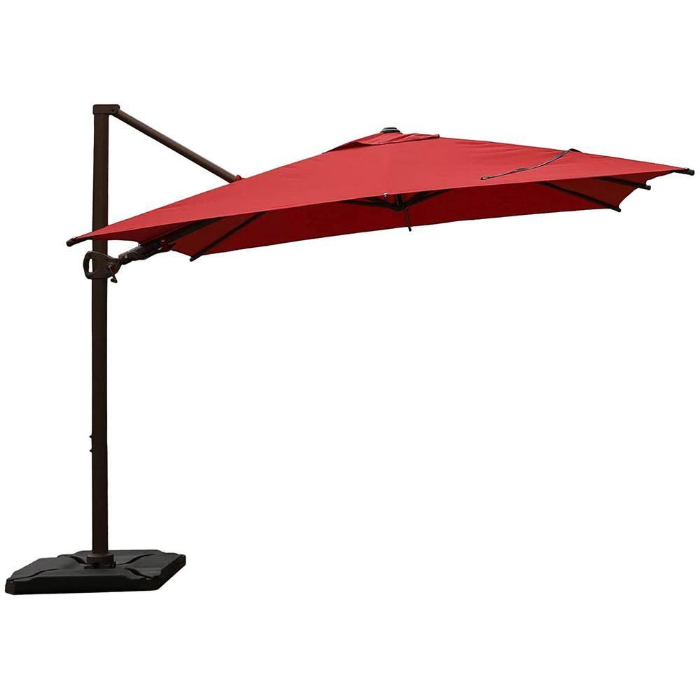 10 ft. x 10 ft. 360-Degree Rotating Aluminum Cantilever Patio Umbrella with Base Weight in Dark Red V93523