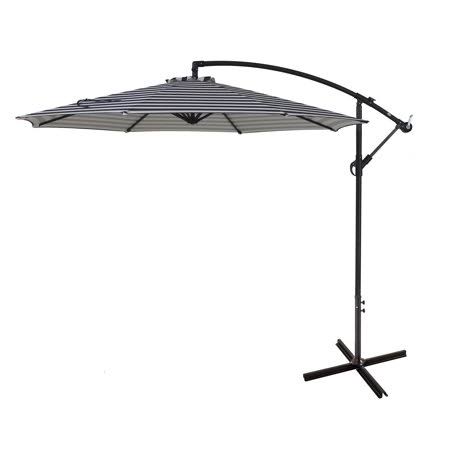 Gray/White Stripe 10 ft Offset Cantilever Umbrella X718