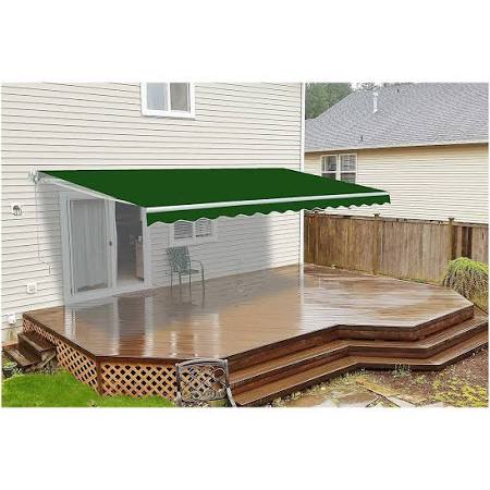 Red and White Striped Motorized Retractable Patio Awning 20x10 Feet A2079
