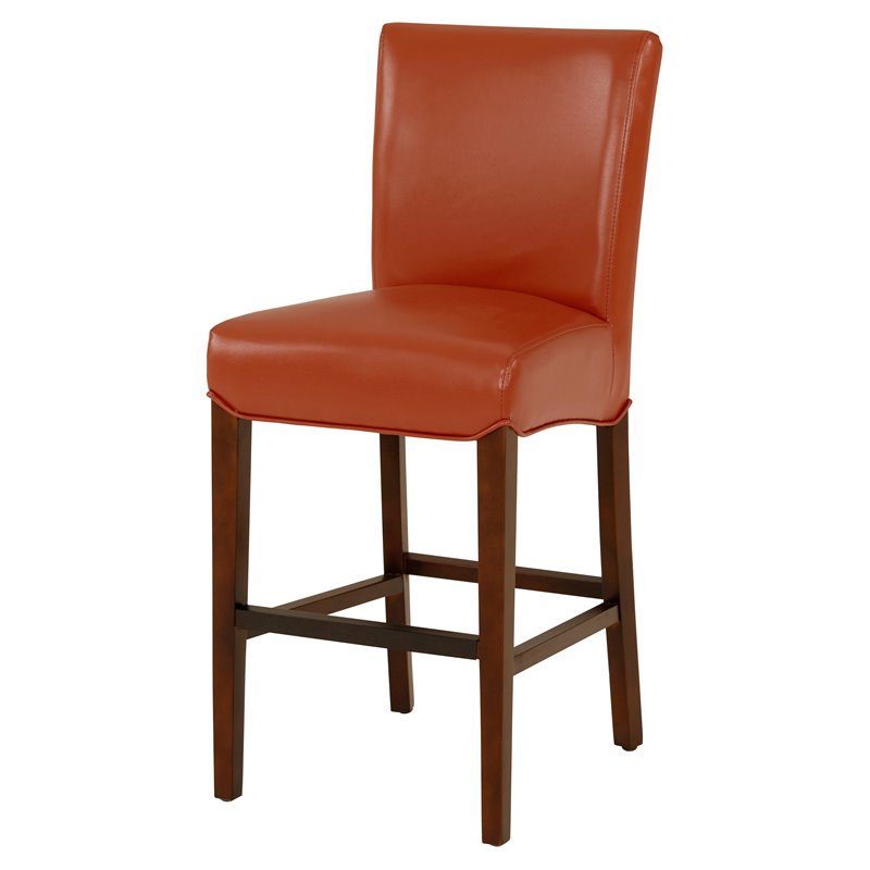 26" Bonded Leather Counter Stool in Orange - Set of 3 X938