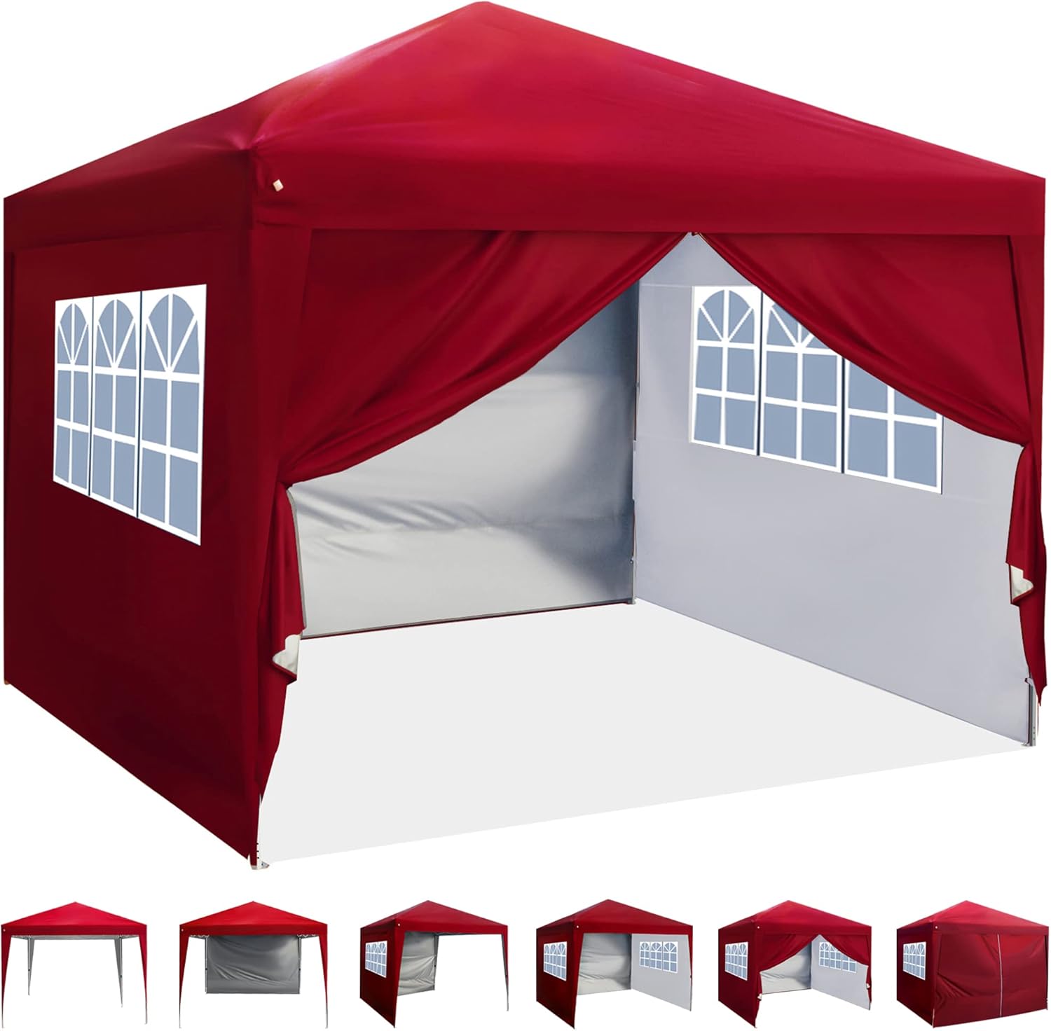 10'x10' Pop Up Canopy with Sidewalls, Adjustable Leg Heights, Windows, Wheeled Carry Bag, Stakes and Ropes, Royal Blue G71642