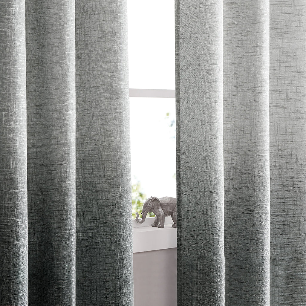 Ombre Gray Semi Sheer Grommet Window Curtain Panel, Cream White to Gray, 40"x84"x2 X429