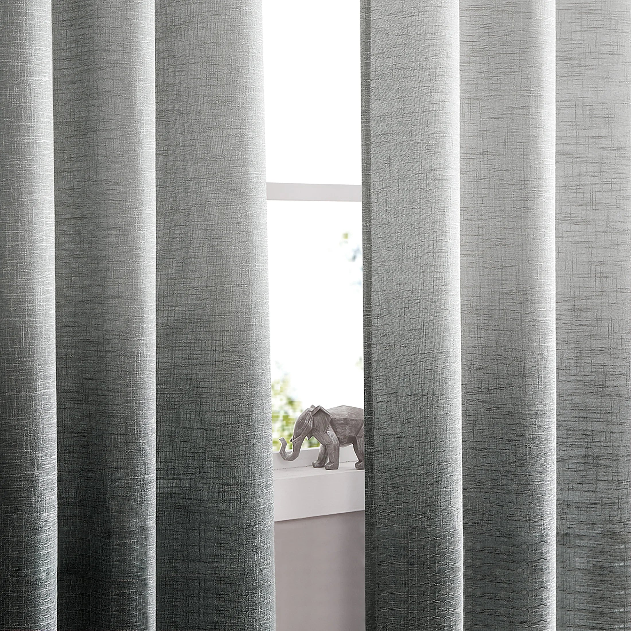 Ombre Gray Semi Sheer Grommet Window Curtain Panel, Cream White to Gray, 40"x84"x2 X429