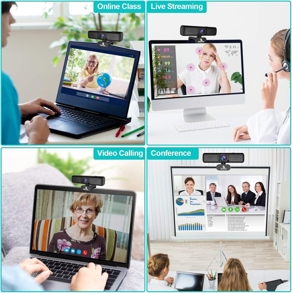 2K 4MP Zoomable Webcam with Privacy Cover & Dual Microphone J74950