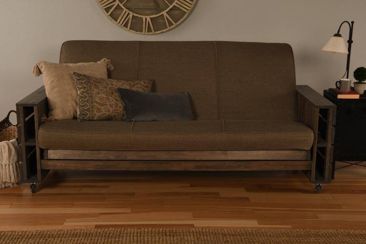 Rustic Walnut Finish Full Futon with Storage Drawers J9696