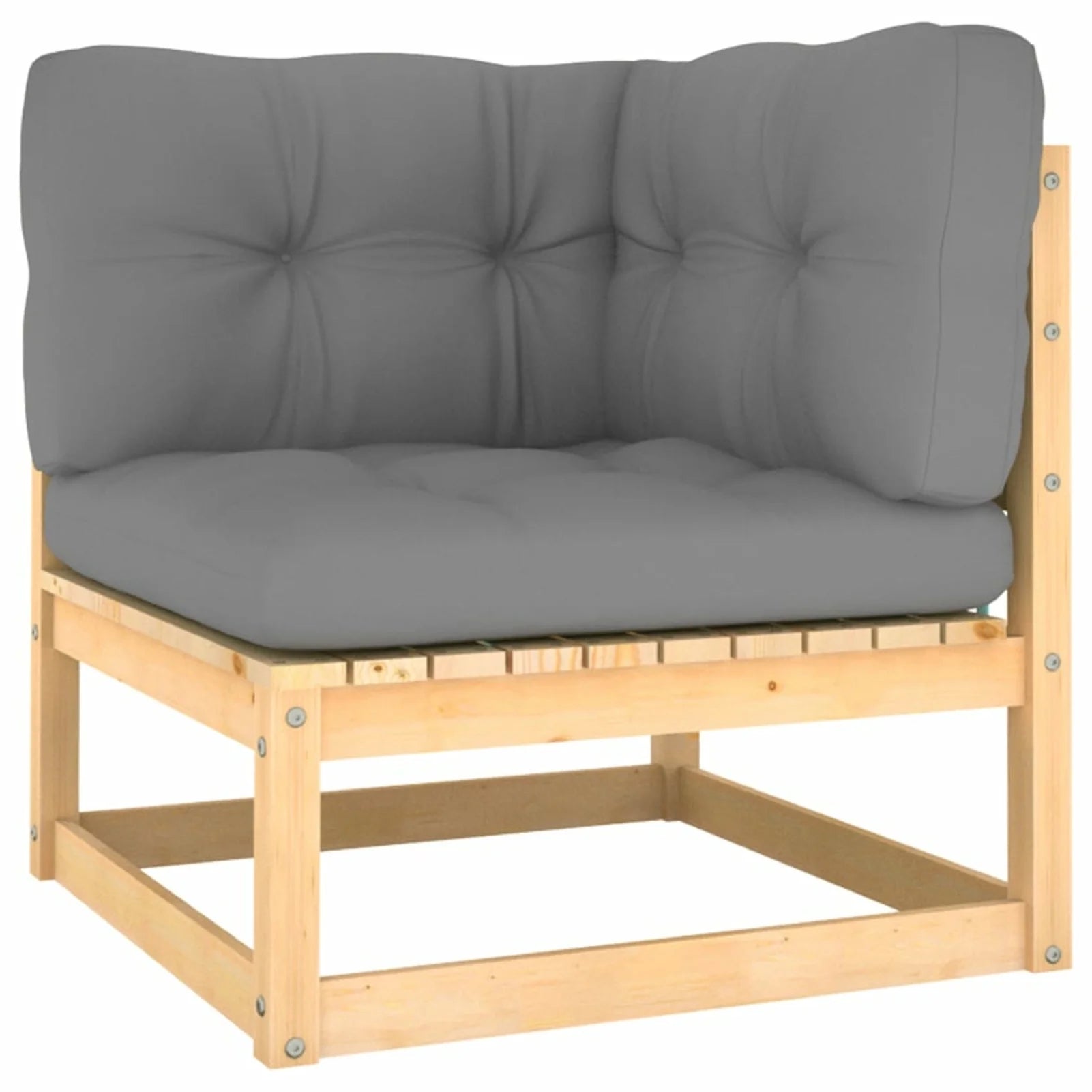 11 Piece Gray Cushion Pinewood Patio Lounge Set C745898