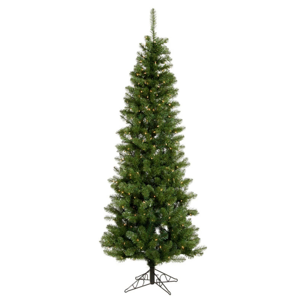 4.5 ft Green Pencil Pine Christmas Tree with Warm White LED Lights F692