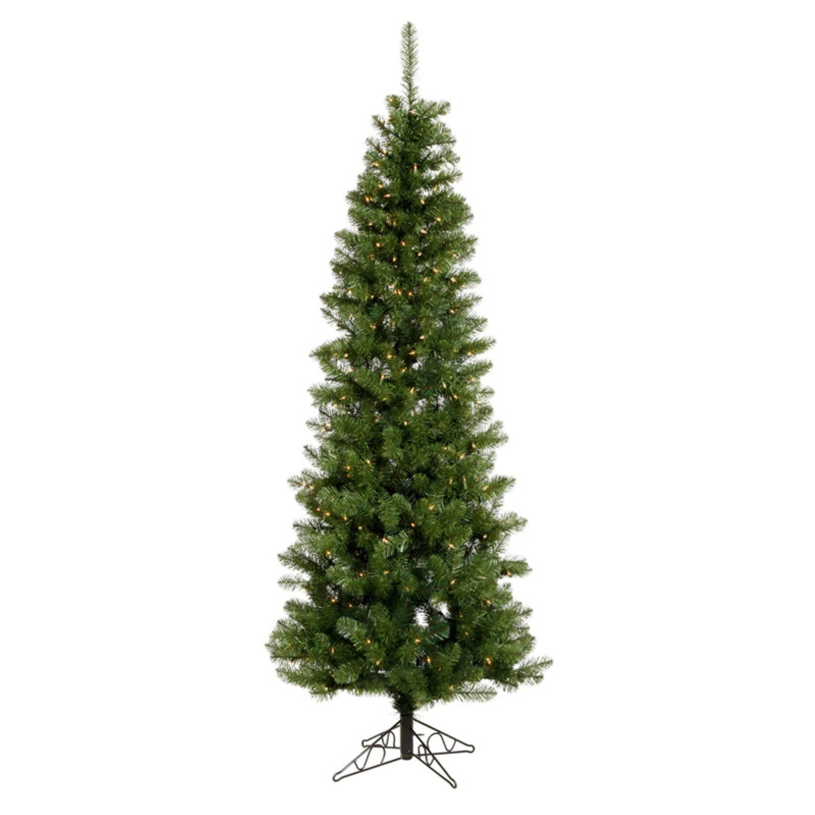 4.5 ft Green Pencil Pine Christmas Tree with Warm White LED Lights F692