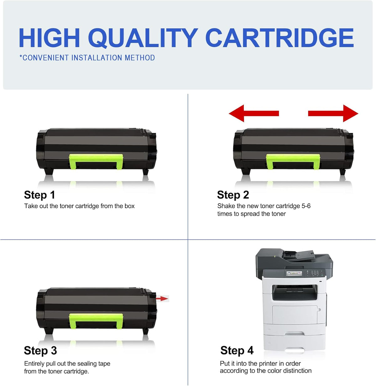 2 Black Toner Cartridges for Lexmark MX310 MX611 MX511 MX410 MX610 MX510 Printer E59756