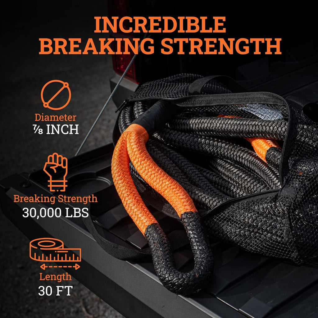 7/8" x 30 ft Nylon Recovery Rope with Reinforced Loops Z2873