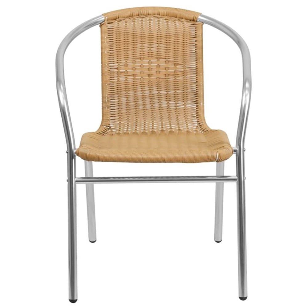 Beige Aluminum and Rattan Stacking Patio Chair J508863