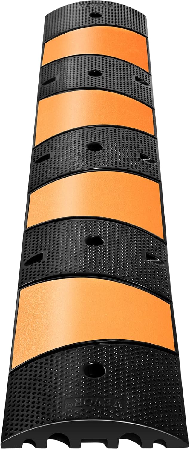 Rubber Speed Bump, 2 Pack, 72.8 Long Modular Speed Bump, 22000 LBS Load Capacity N372189
