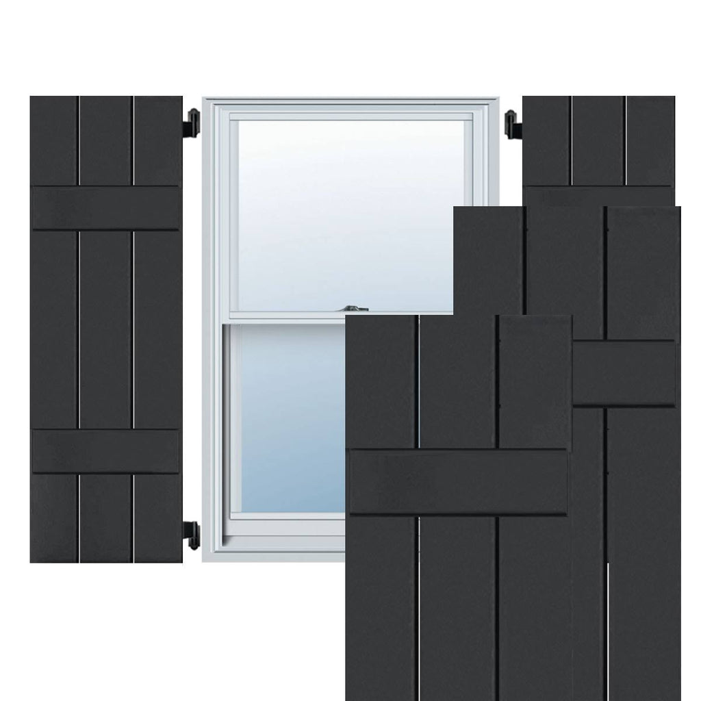 2-Pack 12-in W x 28-in H Black Wood Exterior Shutters R4294