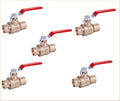 1/2" Sweat Solder Brass Full Port Ball Valve Lead Free Red Handle (5-Pack) B657