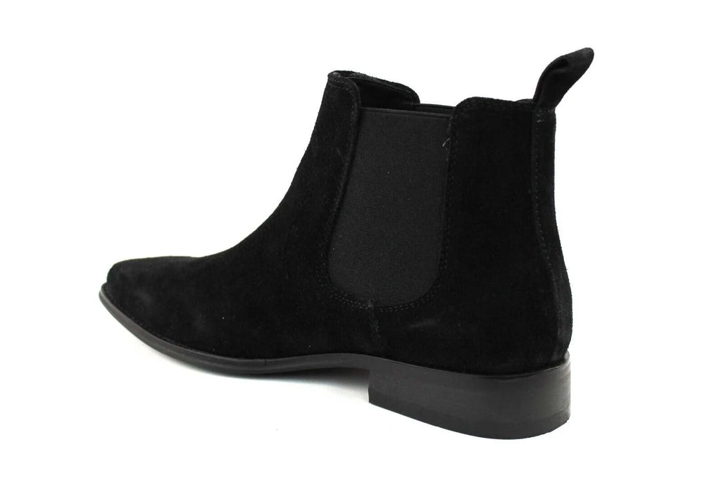Black Suede Chelsea Ankle Boots V8999