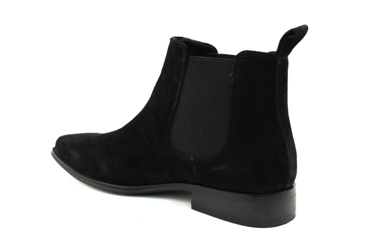 Black Suede Chelsea Ankle Boots V8999