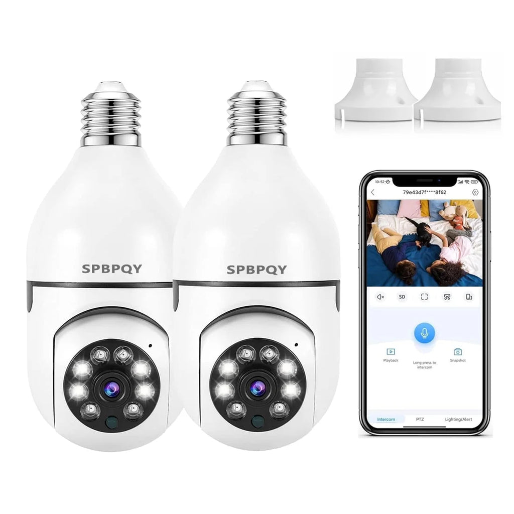 2 Pack 1080p 360 Light Bulb Security Camera E24458