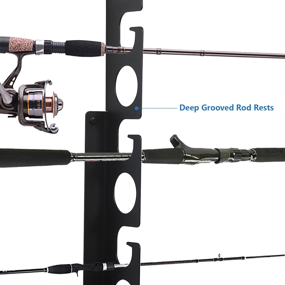 Black 2 Pack Fishing Rod Rack Wall Mount, Holds 16 Rods W646