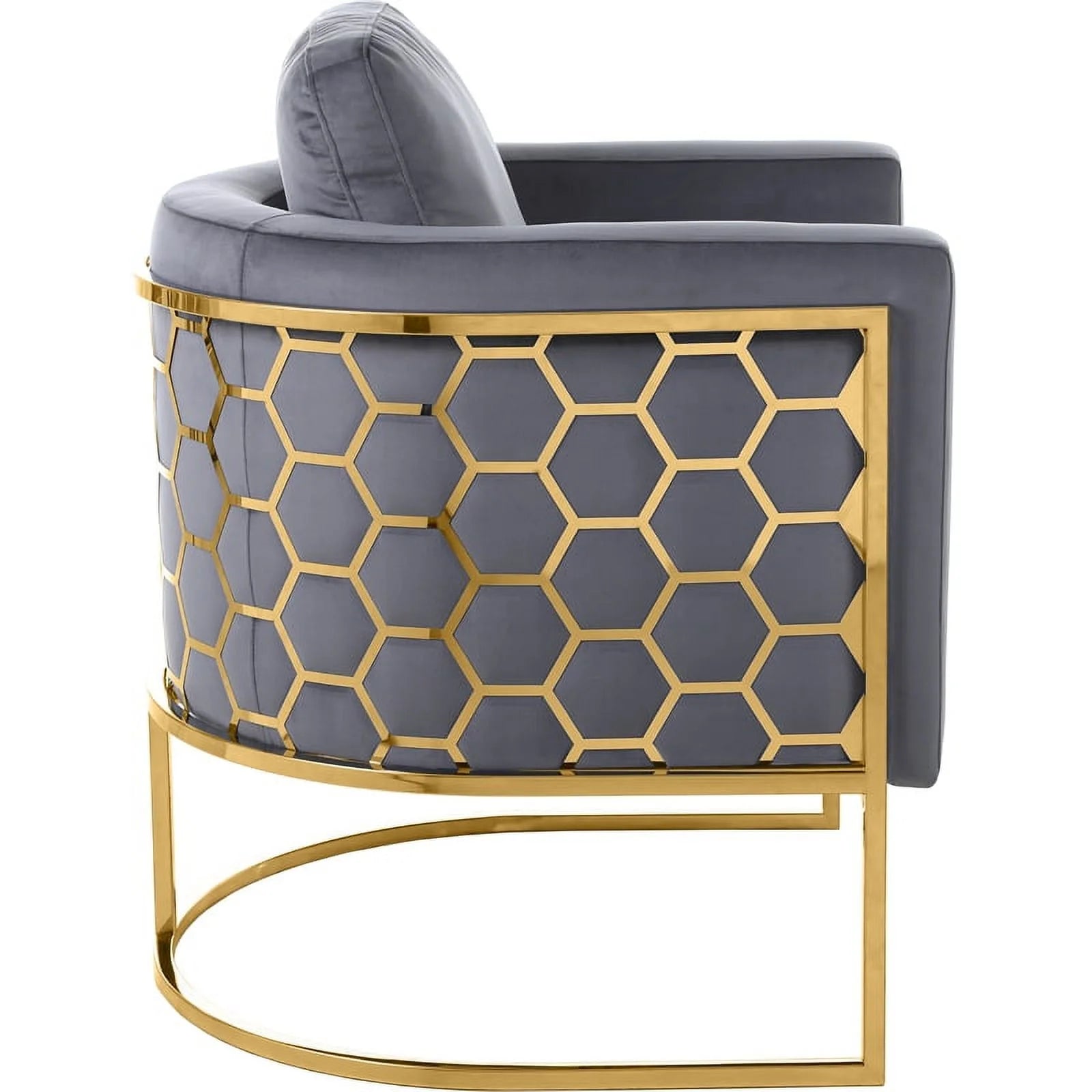Gray Velvet Chair with Gold Iron Metal Base W224116