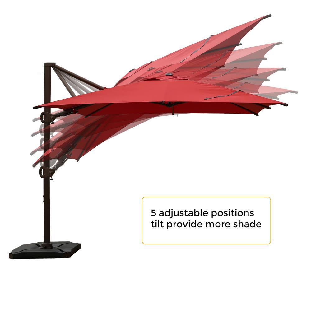 10 ft. x 10 ft. 360-Degree Rotating Aluminum Cantilever Patio Umbrella with Base Weight in Dark Red V93523