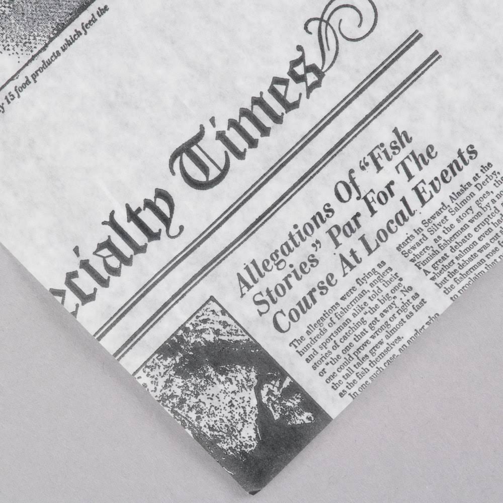 White Newspaper Print Deli Sandwich Wrap Paper - 1000/Pack Y5721