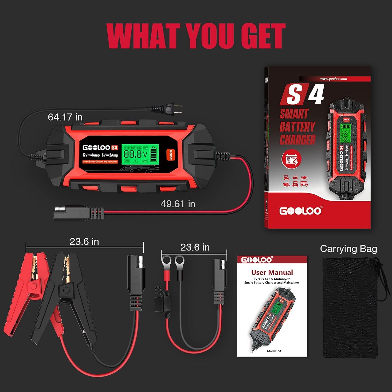 4-Amp 6V 12V Car Battery Charger Maintainer, Pack of 2 Q524