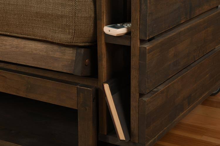 Rustic Walnut Finish Full Futon with Storage Drawers J9696