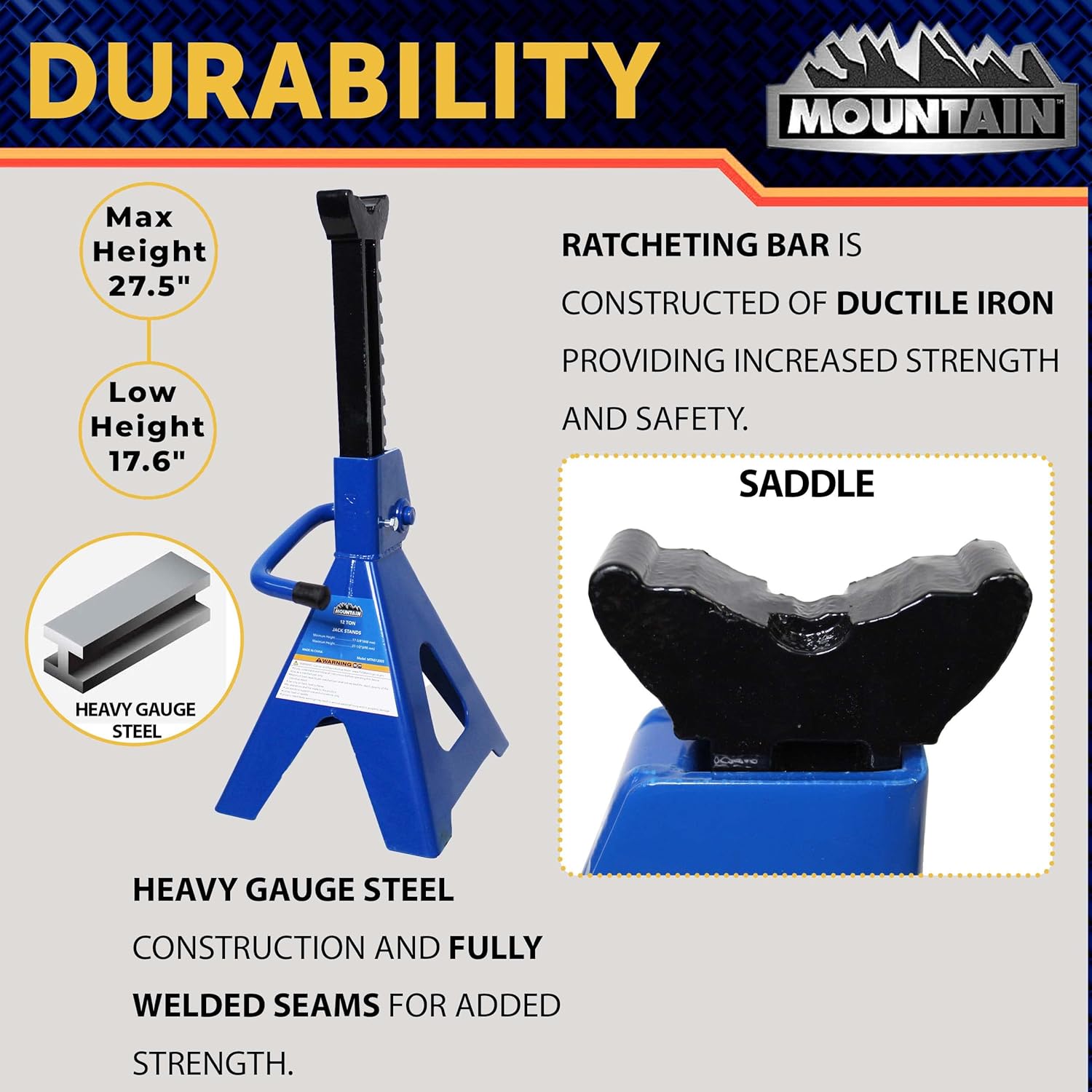 12 Ton Steel Jack Stands (Pair) P336212