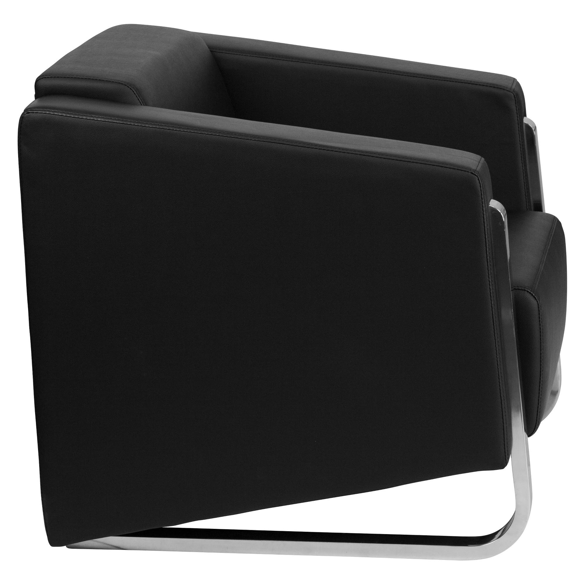 Black Leather Chair with Stainless Steel Frame I22831