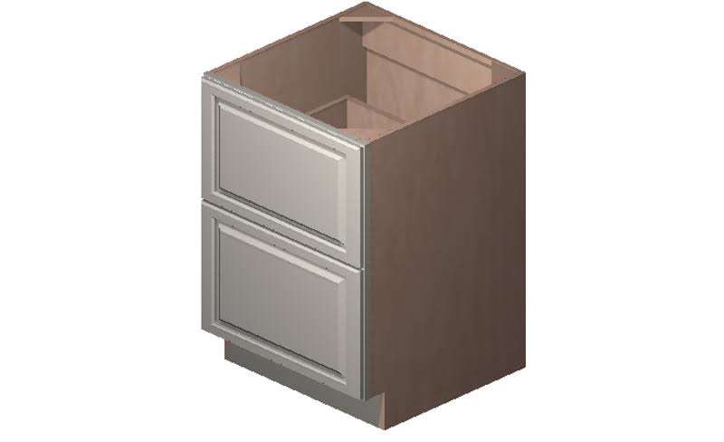Antique White 2 Drawers Base Cabinet High-Density Fiberboard J3355