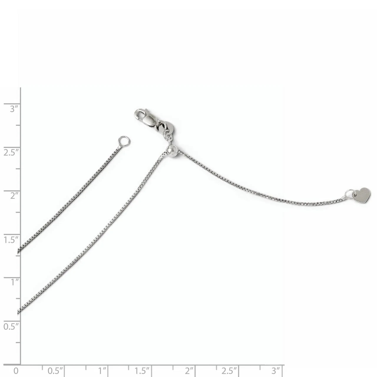 14k 0.80mm White Gold 30in Adjustable Box Necklace Chain K111810