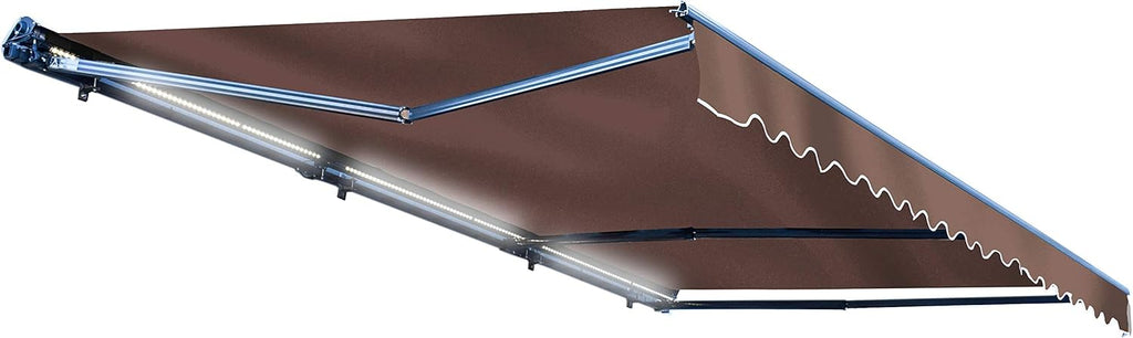 Motorized Retractable Patio Awning, 16x10 Feet, Polyester Canopy, Blue V9493
