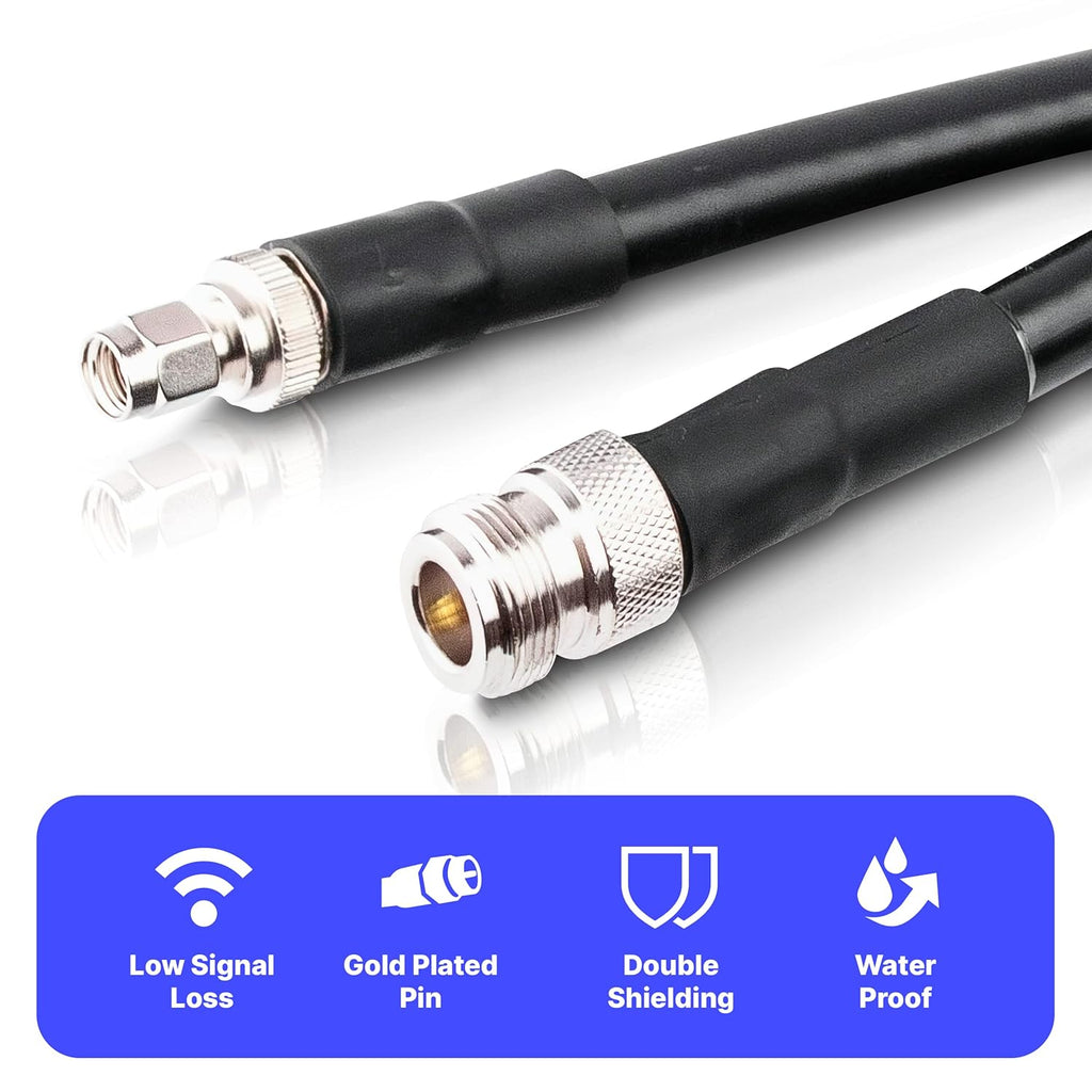 N Type Female to RP-SMA Male 75ft Low Loss Extension Cable G75985