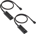 4 Pin PWM Fan Hub Splitter Power Supply Cable 1 to 5 Way PC CPU Cooling Case Fan Power Extension Cable for ATX Computer Case 4-Pin & 3-Pin Cooling Fans 14.8inch 2-Pack I18829