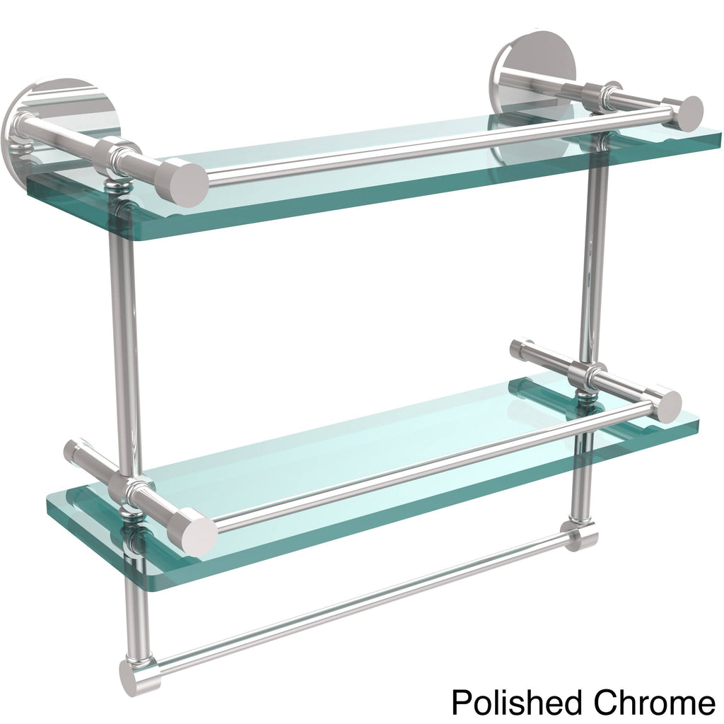 Polished Chrome Double Glass Shelf with Towel Bar P705