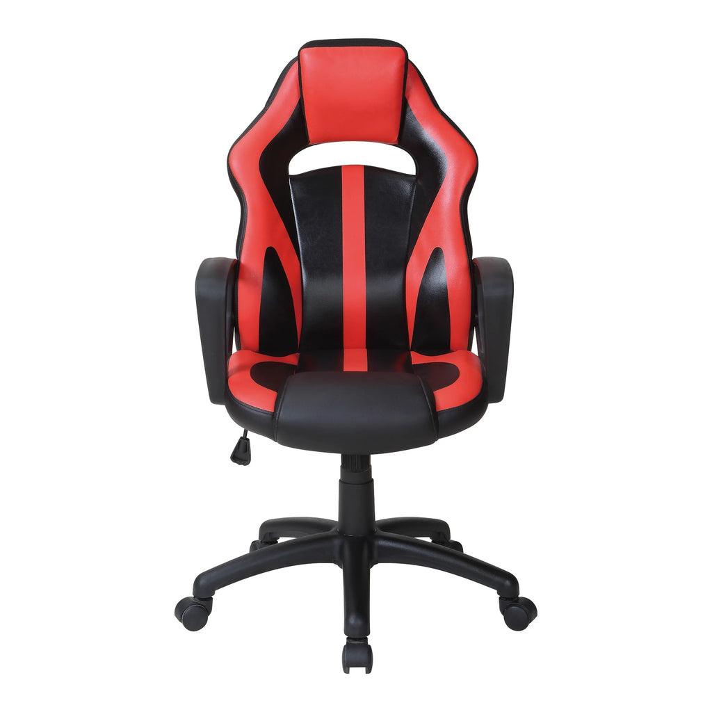 Black Faux Leather Gaming Chair with Red Accents S9805