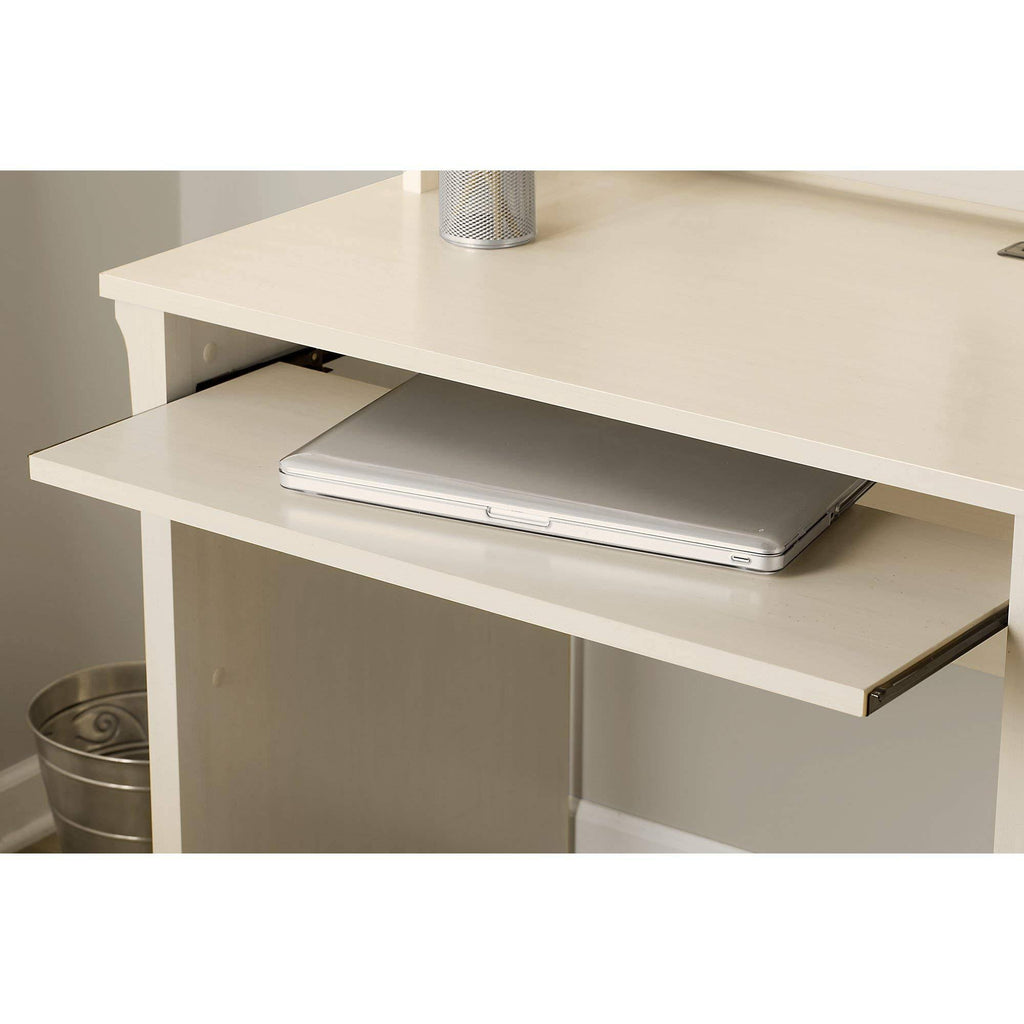 Antique White Computer Desk with Hutch V97510