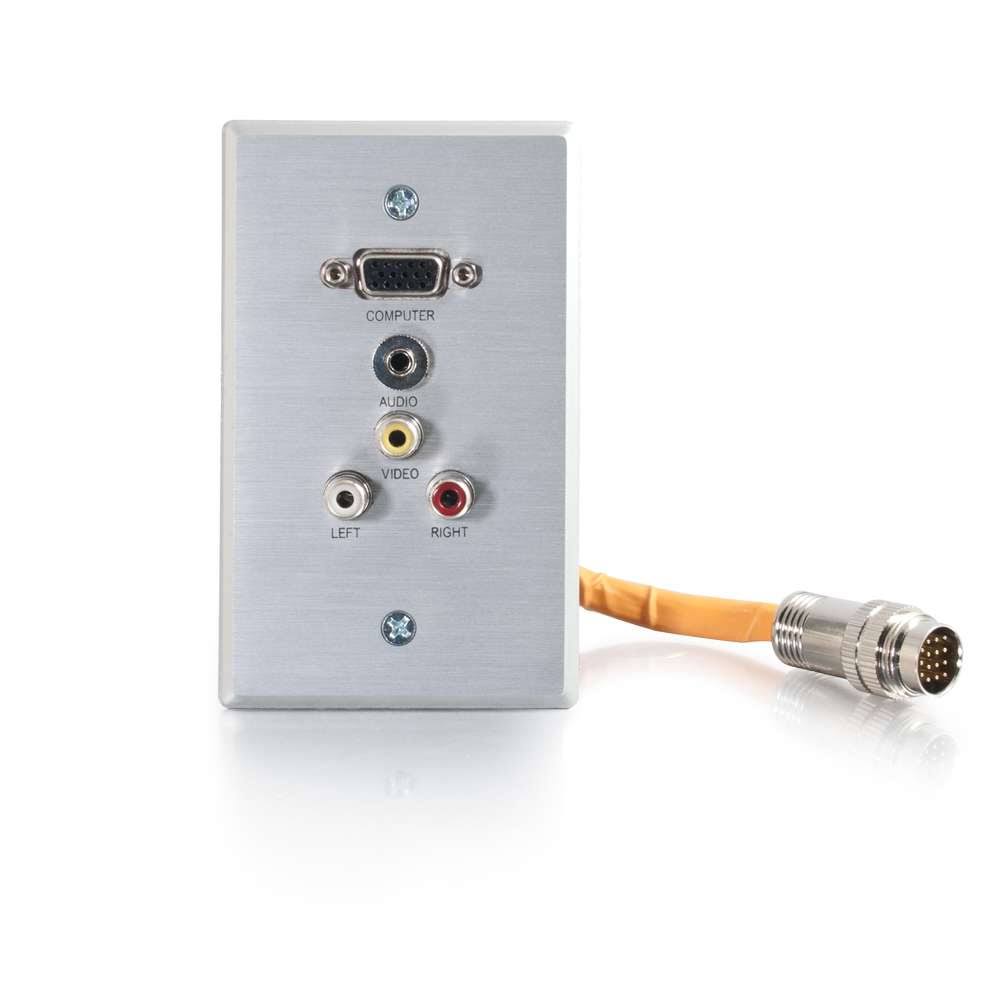 Single Gang HD15 + 3.5mm + RCA Wall Plate U631240