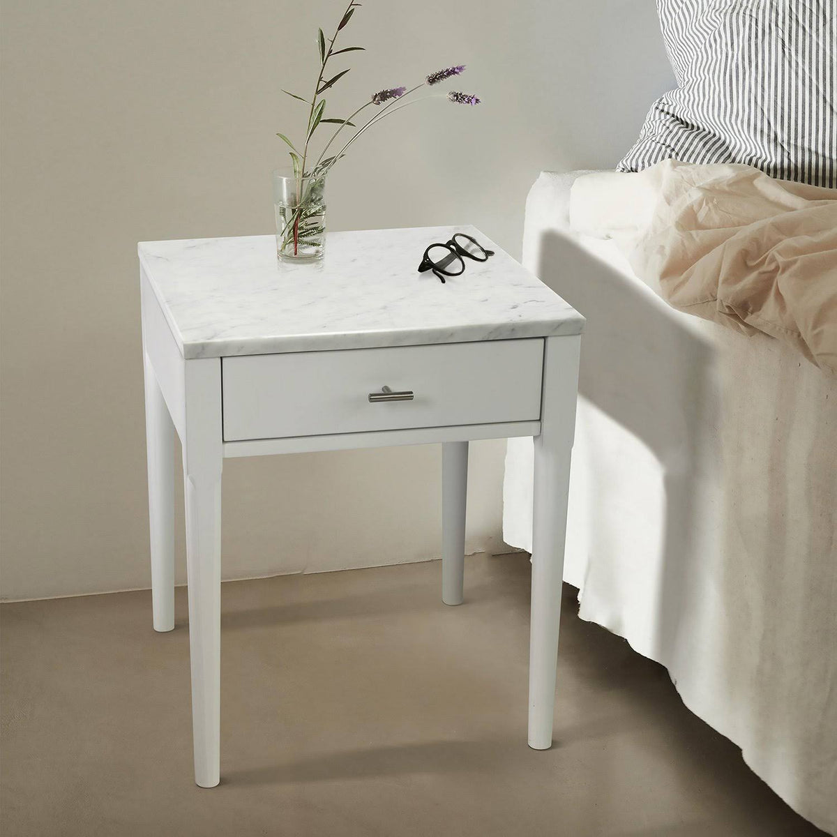18x22 Square White Marble Side Table B85530