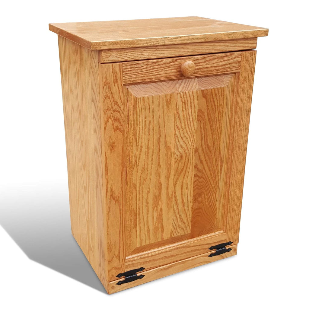 Tilt Out Trash Cabinet Wooden Garbage Can Holder (Golden Oak) R23031