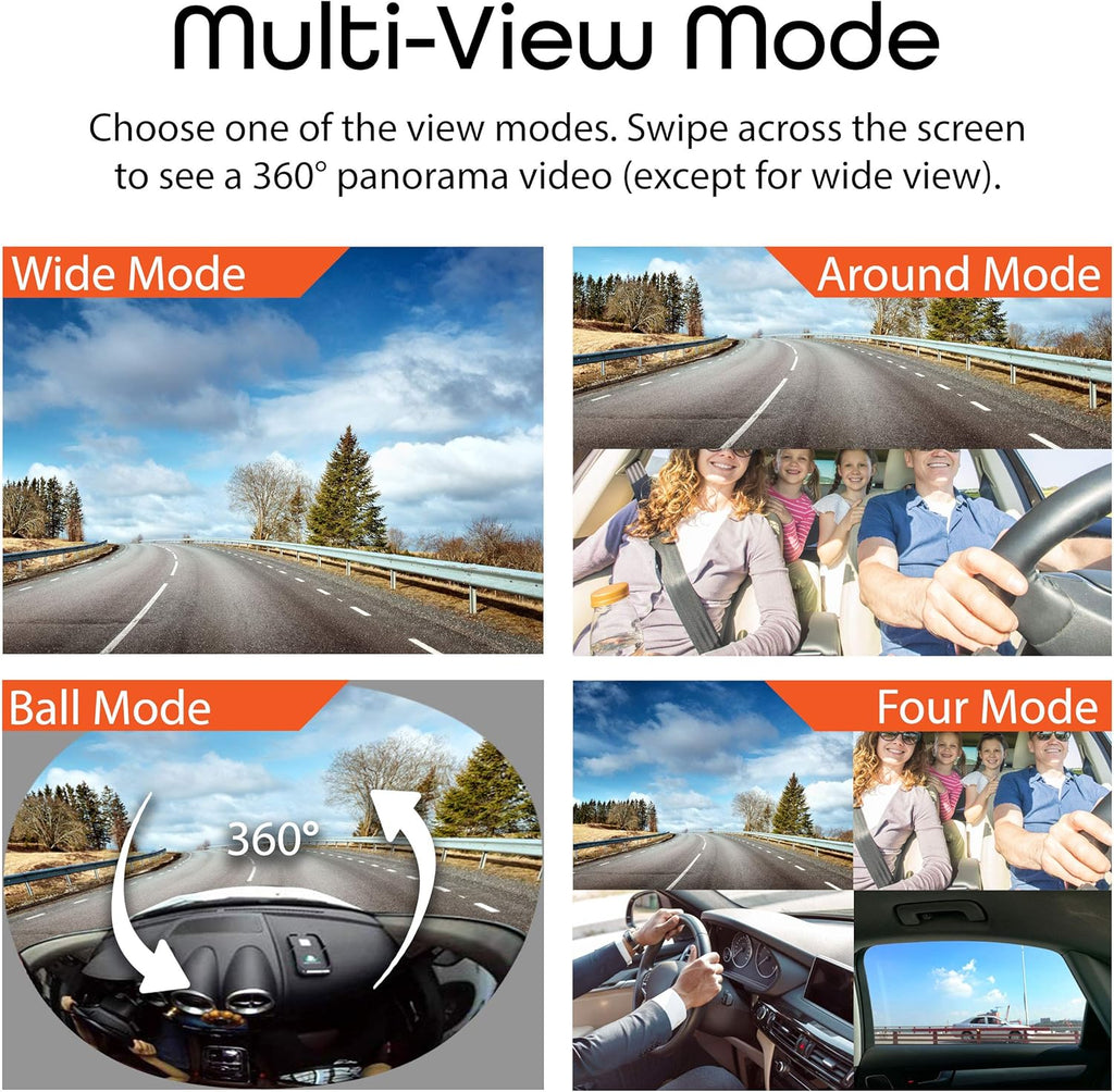 360 Degree Dual Channel Dash Cam with Rear Camera M7670